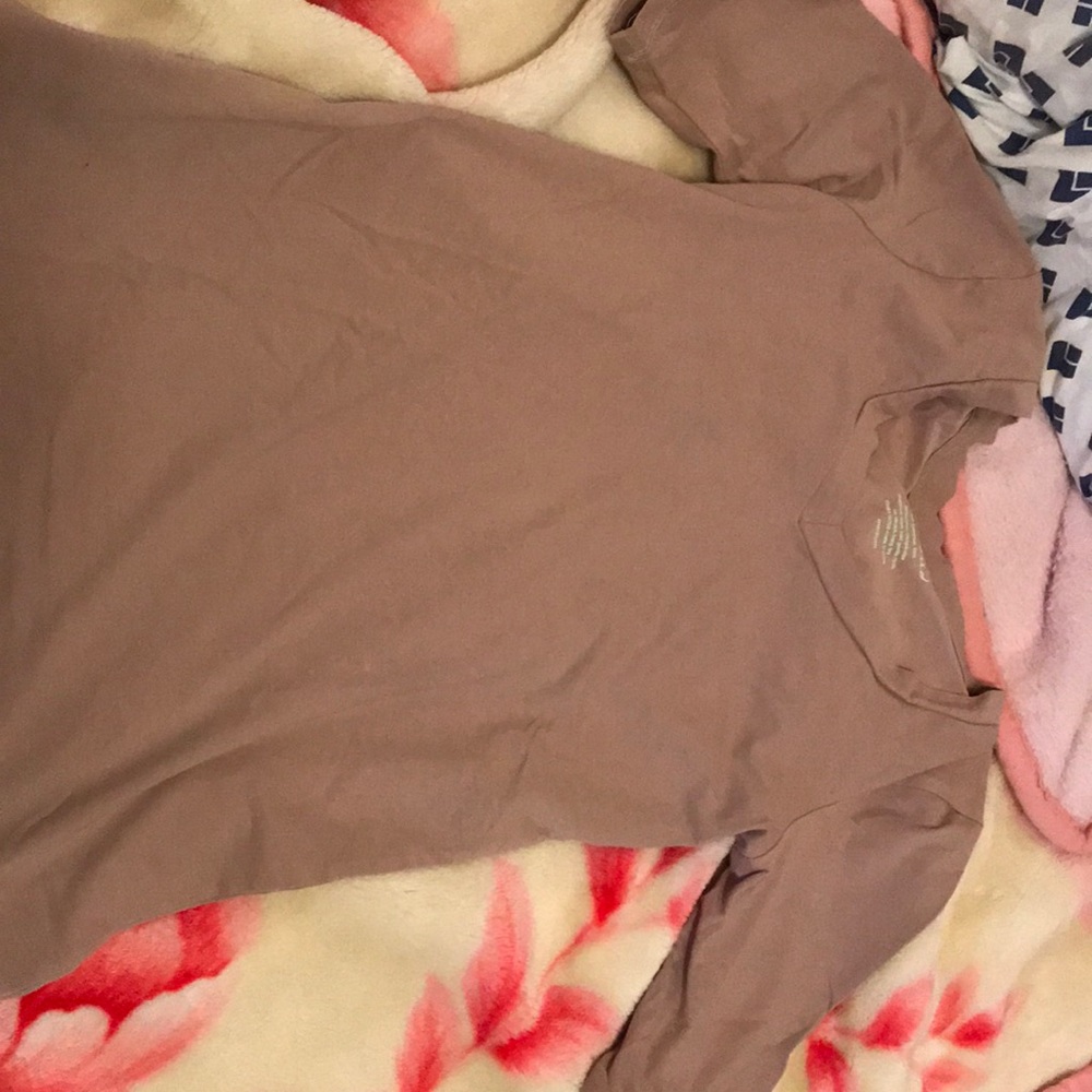 Simple plain tan shirt.